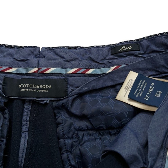 Scotch & Soda Pants Mens 30x32 (30x24) Mott Dress Casual Geometric Print Blue - Picture 5 of 6